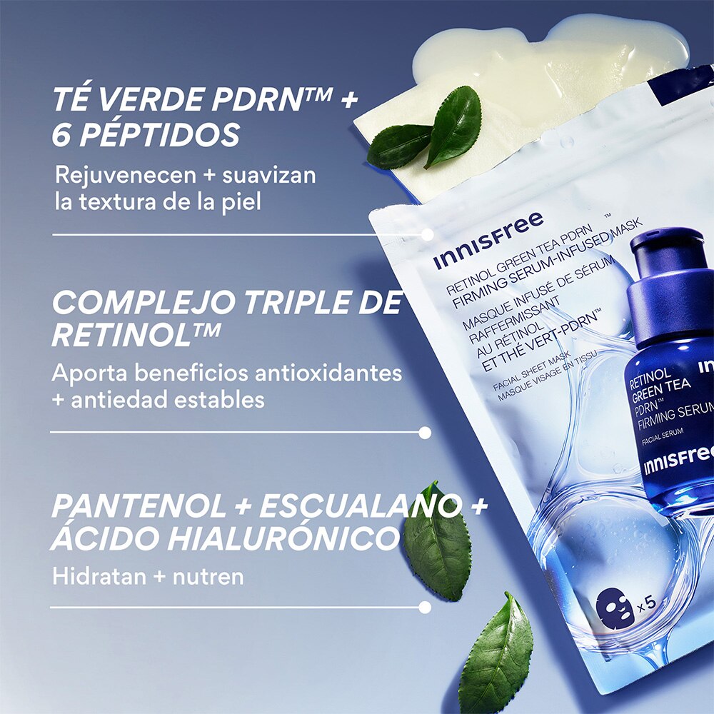 RETINOL GREEN TEA PDRN&trade; FIRMING & SMOOTHING SERUM-INFUSED MASK (MASCARILLA CON S&Eacute;RUM REAFIRMANTE DE T&Eacute; VERDE PDRN)